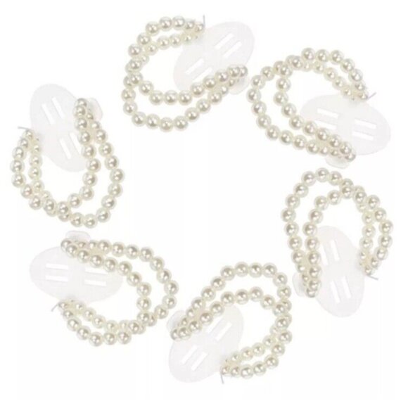 6pc Wrist Corsage Bridal Prom Elegant Beaded Faux Pearl Bracelets Wedding Formal - Picture 4 of 11